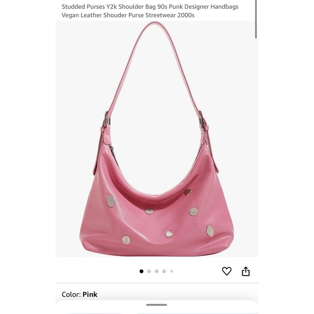 NEW pink Y2K studded shoulder bag 90's punk handbag vegan leather purse